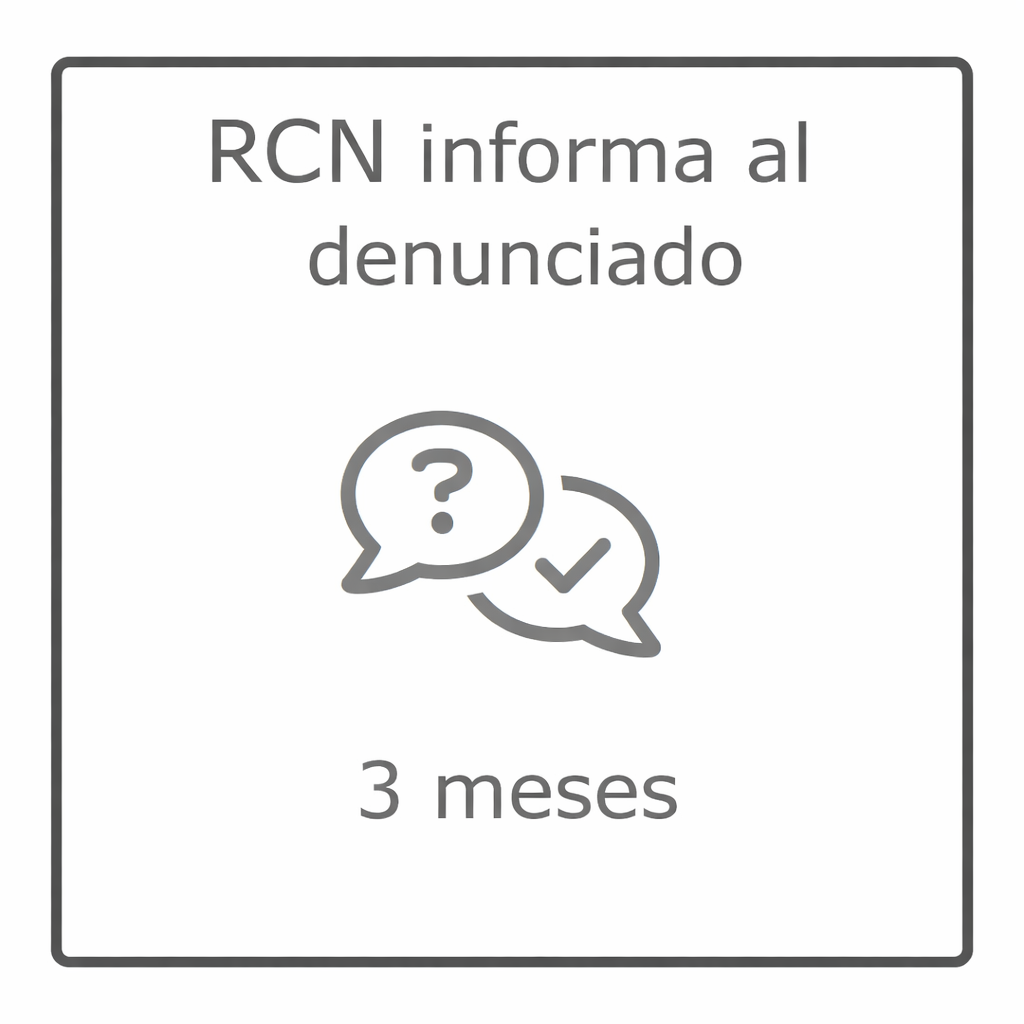 RCN informa al denunciado, 3 meses